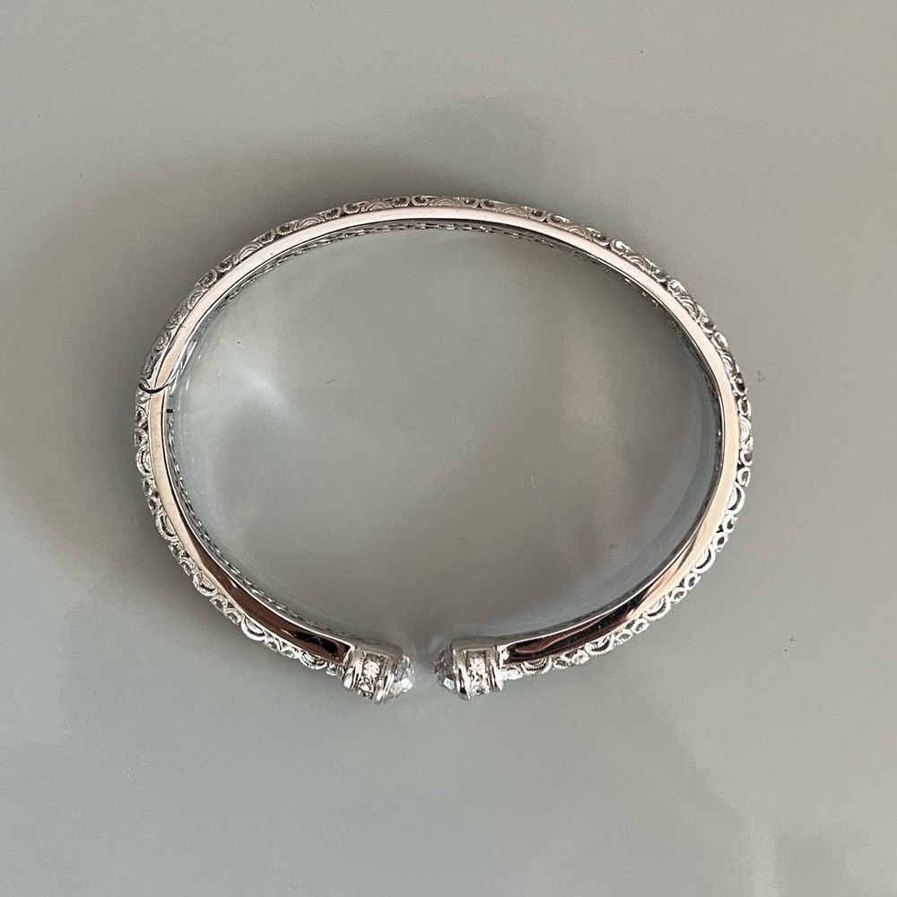Tacori 925 Sterling Silver CZ Hinged Bracelet - Picture 10 of 12